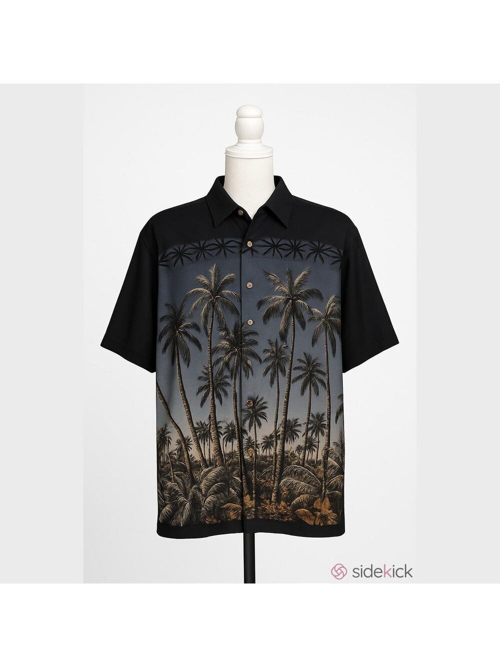 Croft & Barrow Shirt 3XB Big Men's Hawaiian Tropical Palm Tree Beach Blue Black